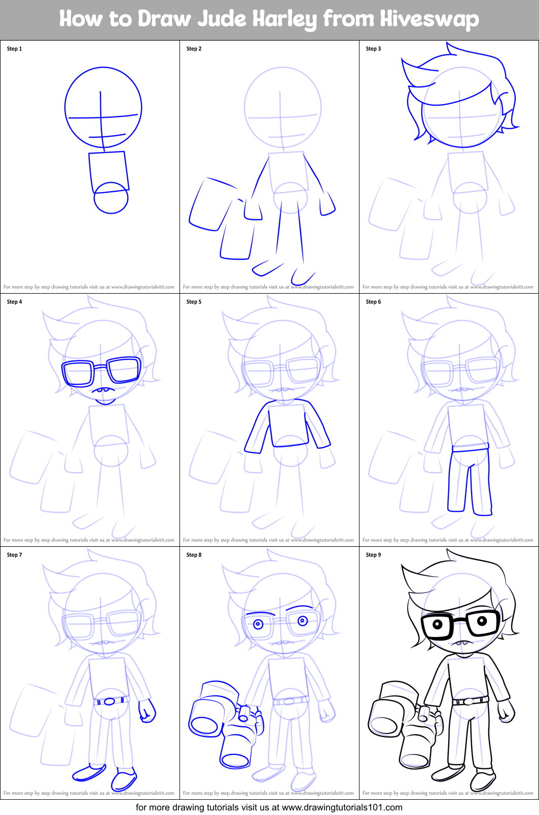 How to Draw Jude Harley from Hiveswap Printable Step by Step