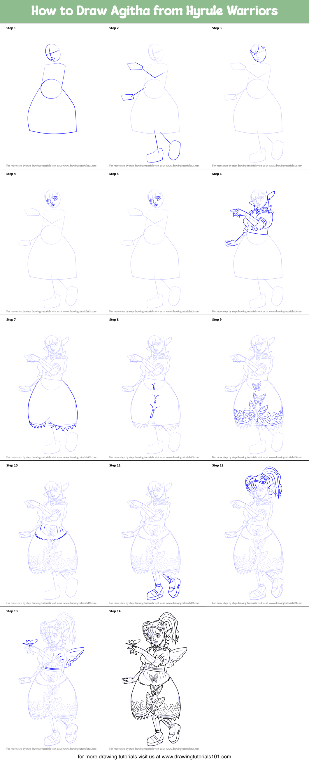 How to Draw Agitha from Hyrule Warriors Printable Step by Step