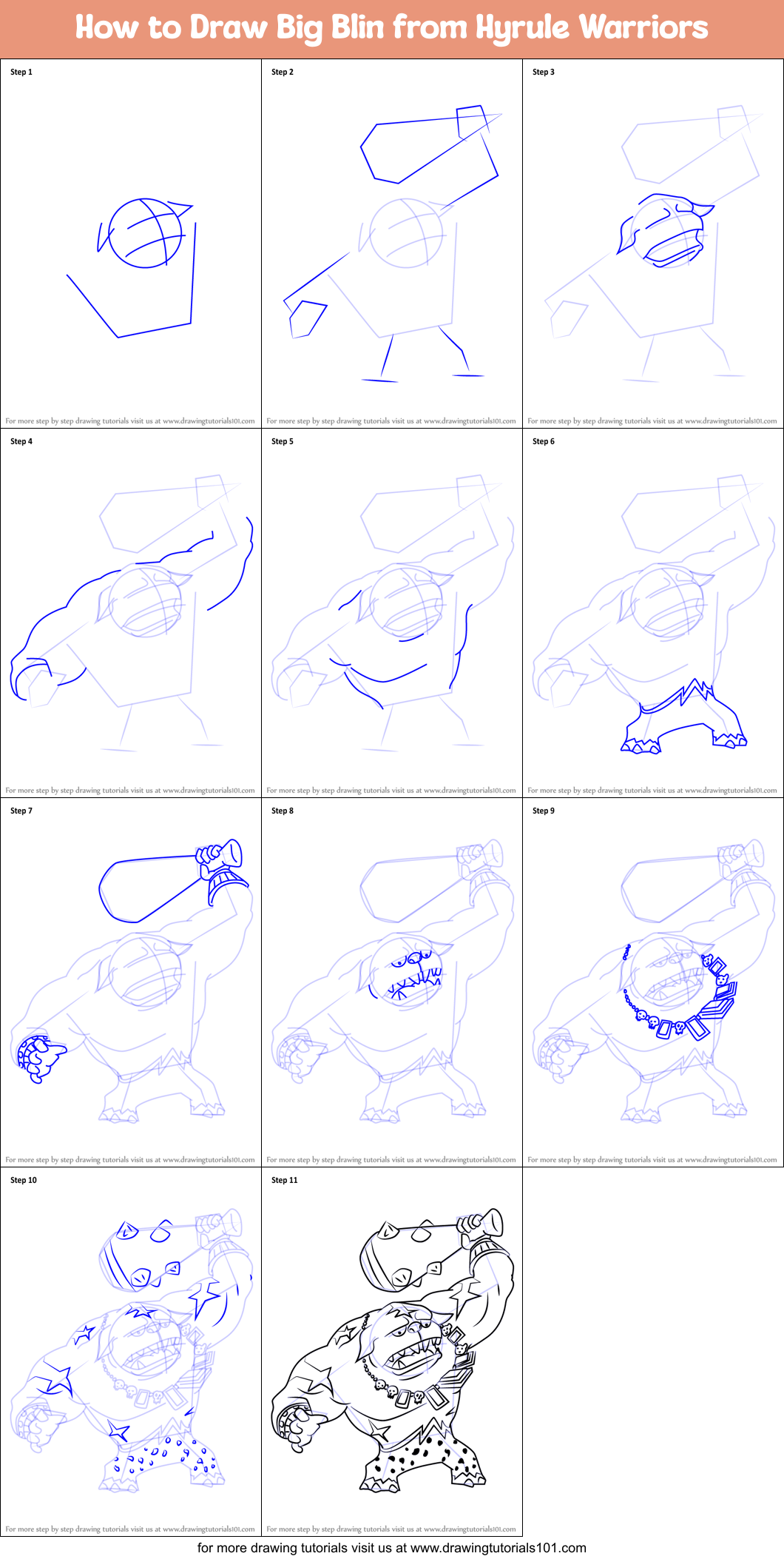 How to Draw Big Blin from Hyrule Warriors Printable Step by Step