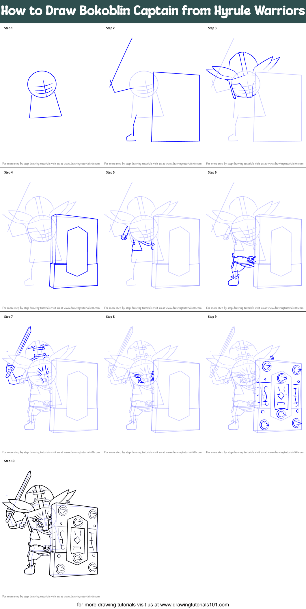 How to Draw Bokoblin Captain from Hyrule Warriors Printable Step by Step