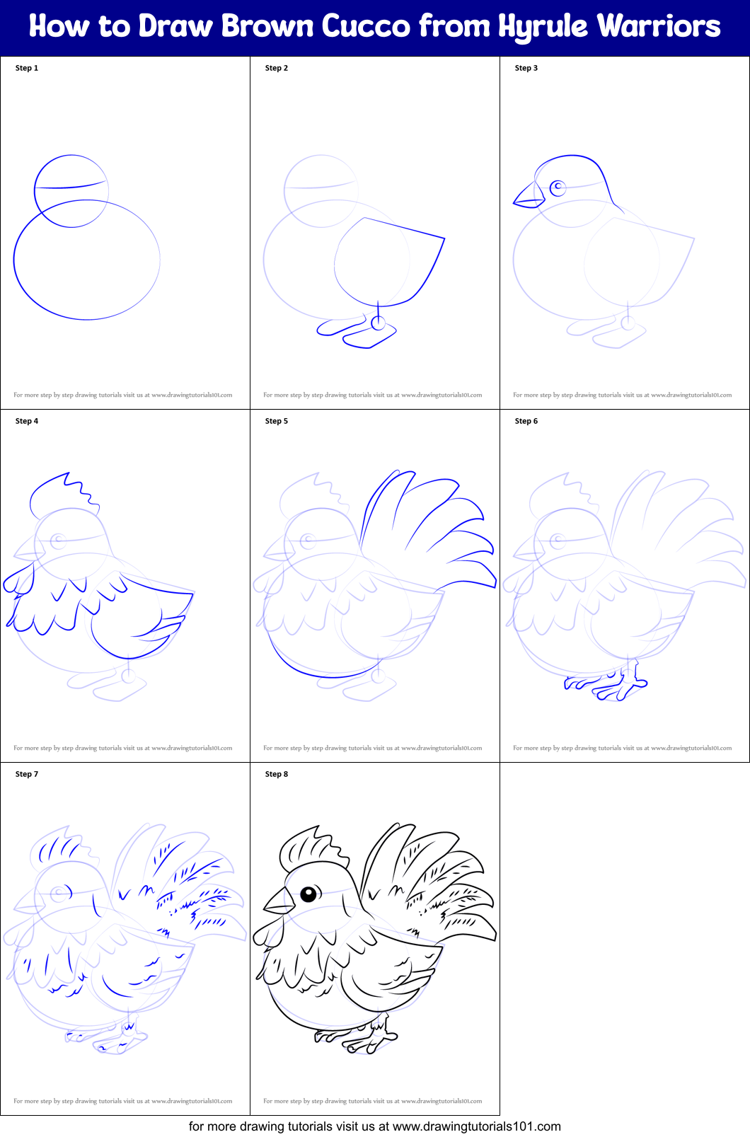 How to Draw Brown Cucco from Hyrule Warriors Printable Step by Step