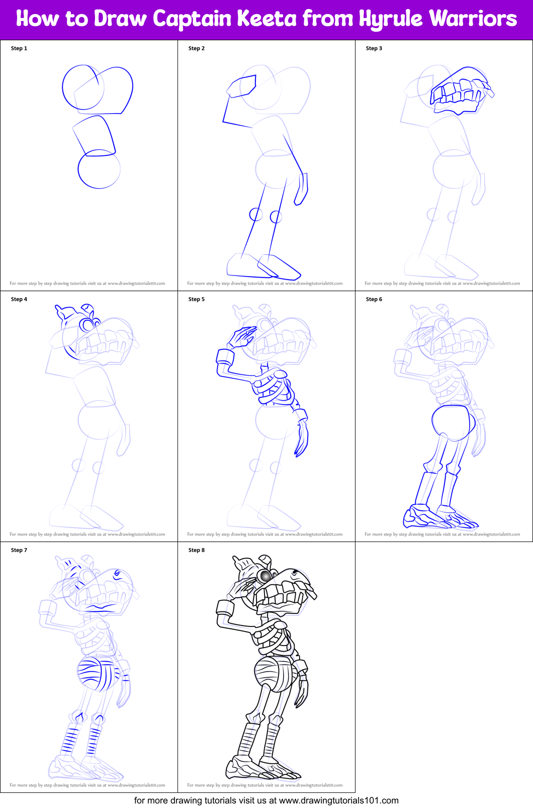 How to Draw Captain Keeta from Hyrule Warriors Printable Step by Step