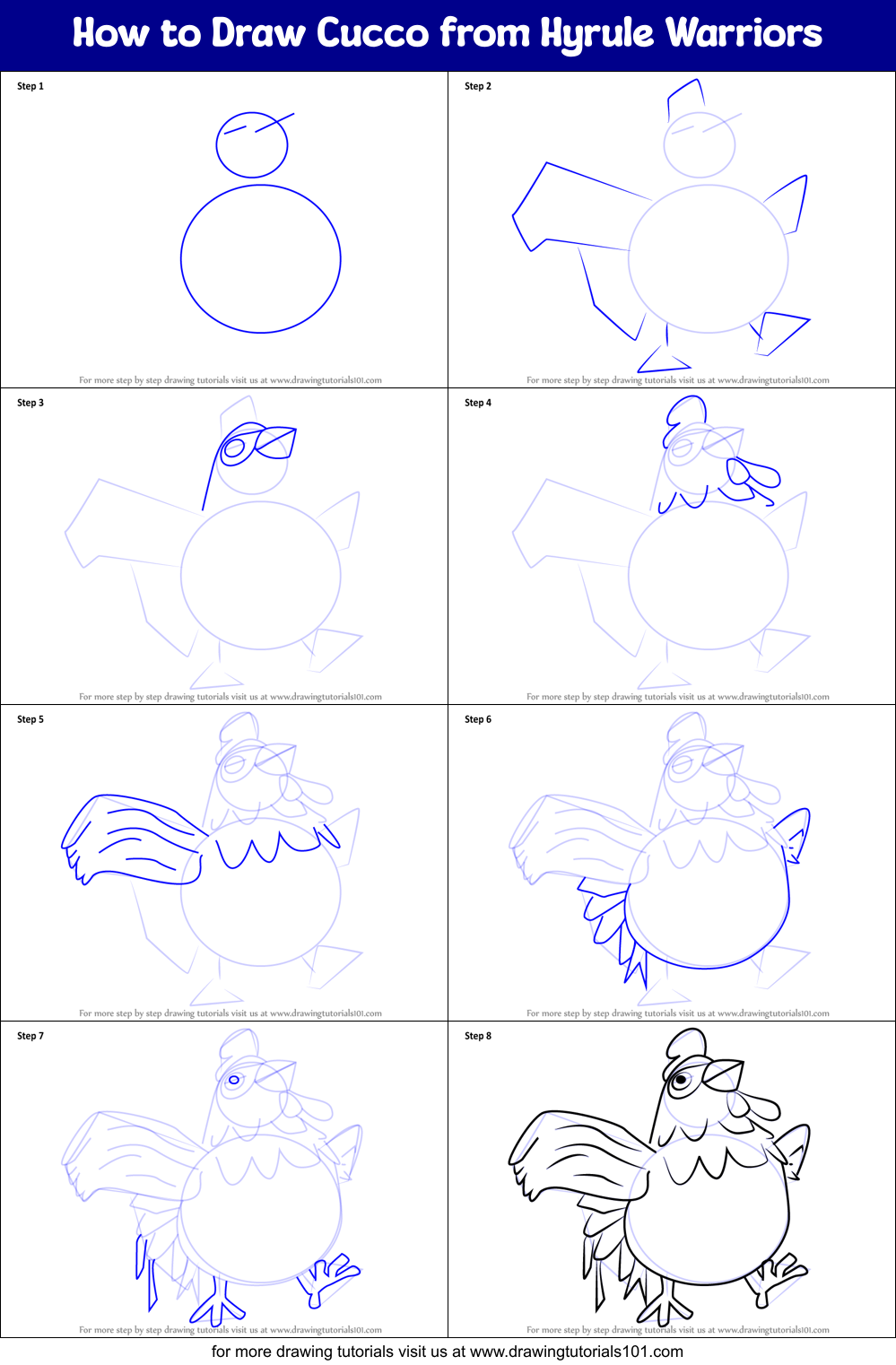 How to Draw Cucco from Hyrule Warriors Printable Step by Step