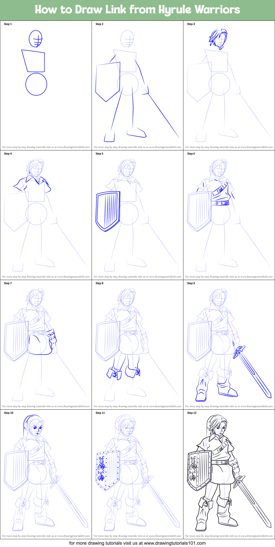 How to Draw Link from Hyrule Warriors Printable Step by Step