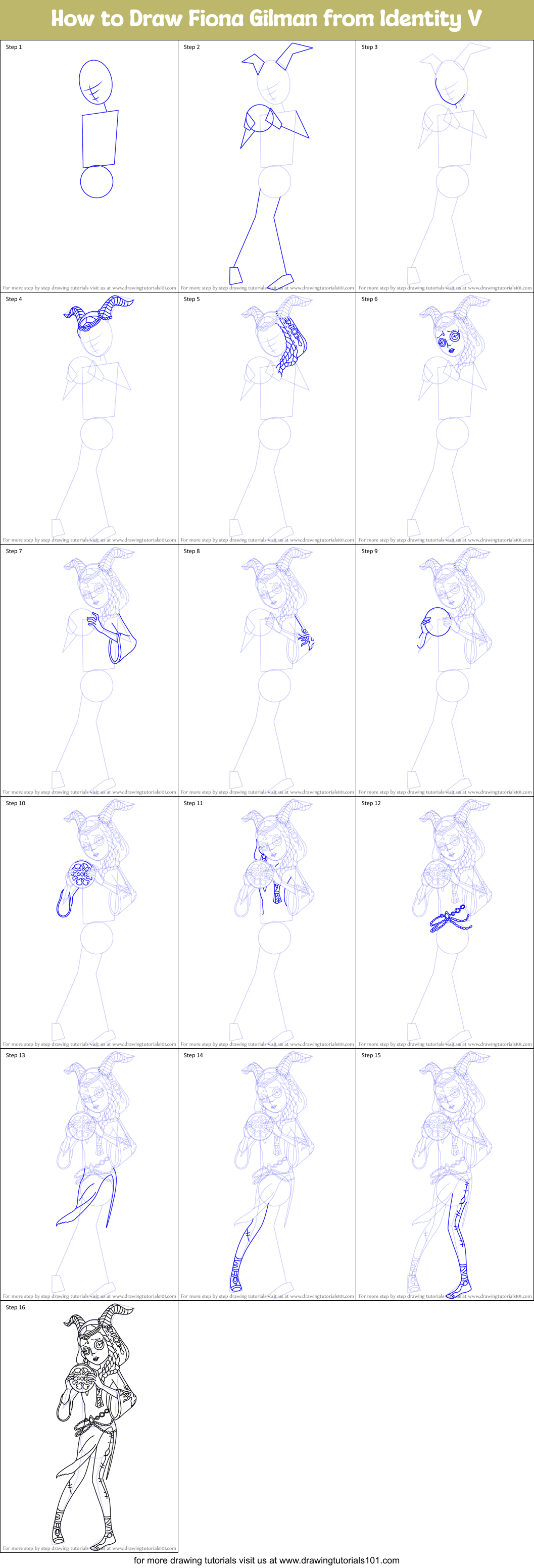 How to Draw Fiona Gilman from Identity V Printable Step by Step