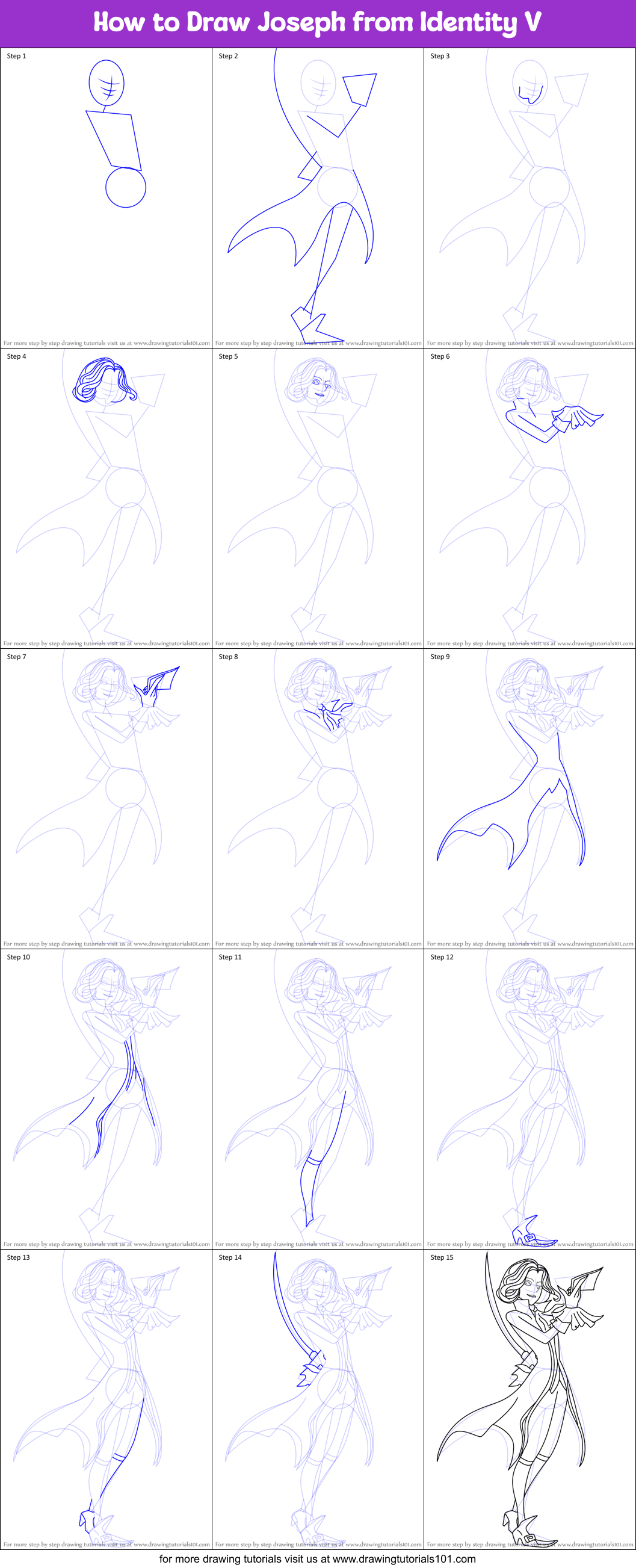How to Draw Joseph from Identity V Printable Step by Step