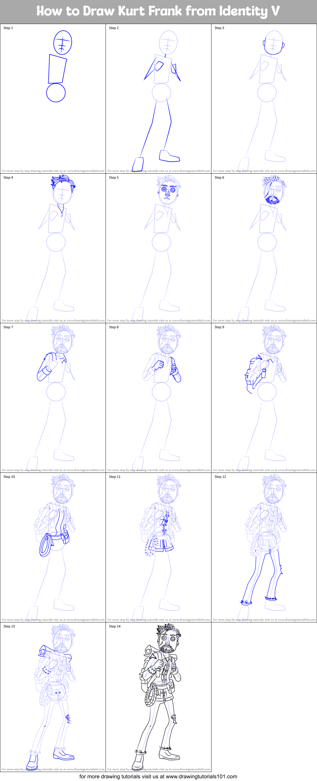 How to Draw Kurt Frank from Identity V Printable Step by Step