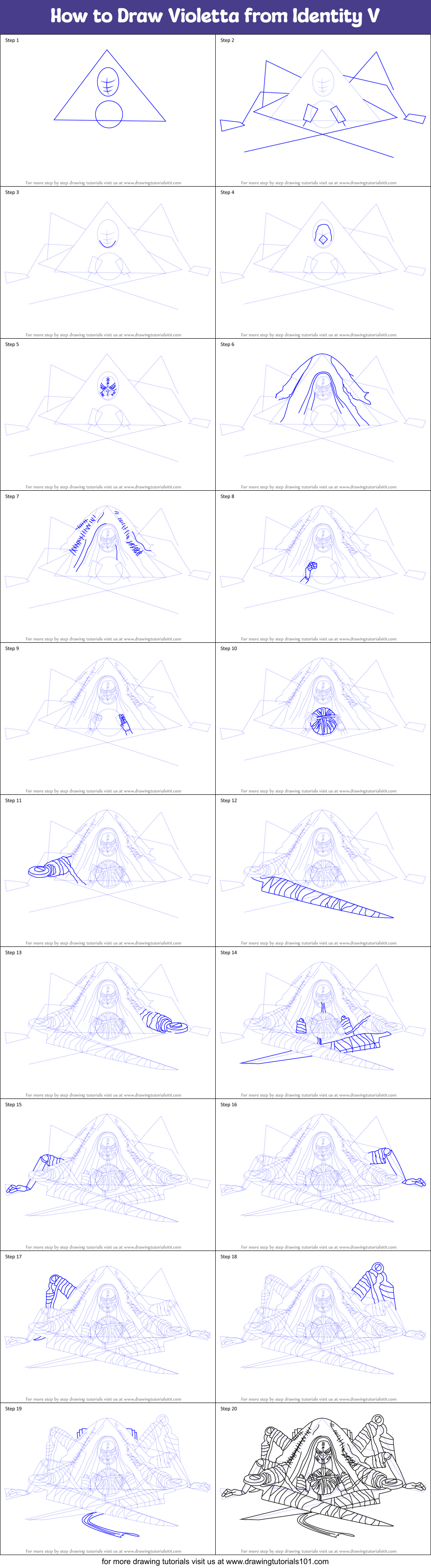 How to Draw Violetta from Identity V Printable Step by Step