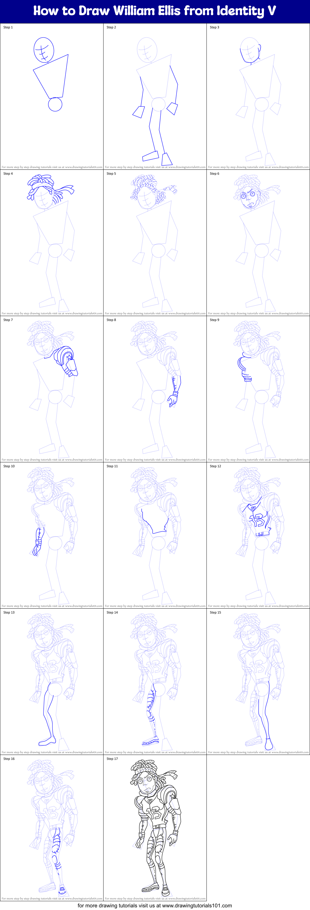 How to Draw William Ellis from Identity V Printable Step by Step