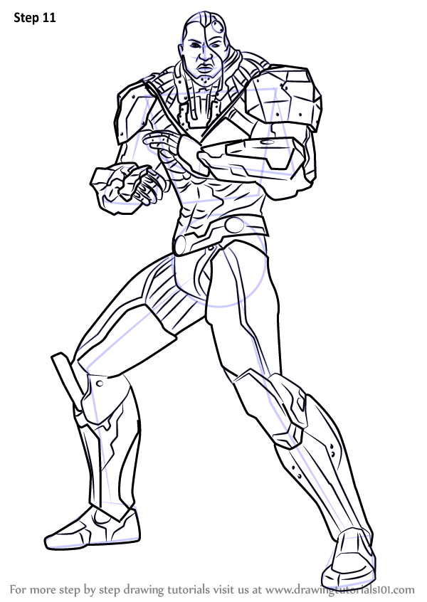 Learn How To Draw Cyborg From Injustice Gods Among Us Injustice Gods Among Us Step By Step Drawing Tutorials