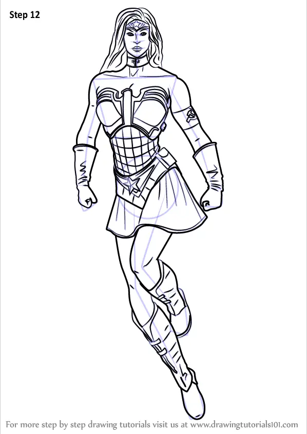 Learn How To Draw Wonder Woman From Injustice Gods Among Us Injustice Gods Among Us Step By Step Drawing Tutorials