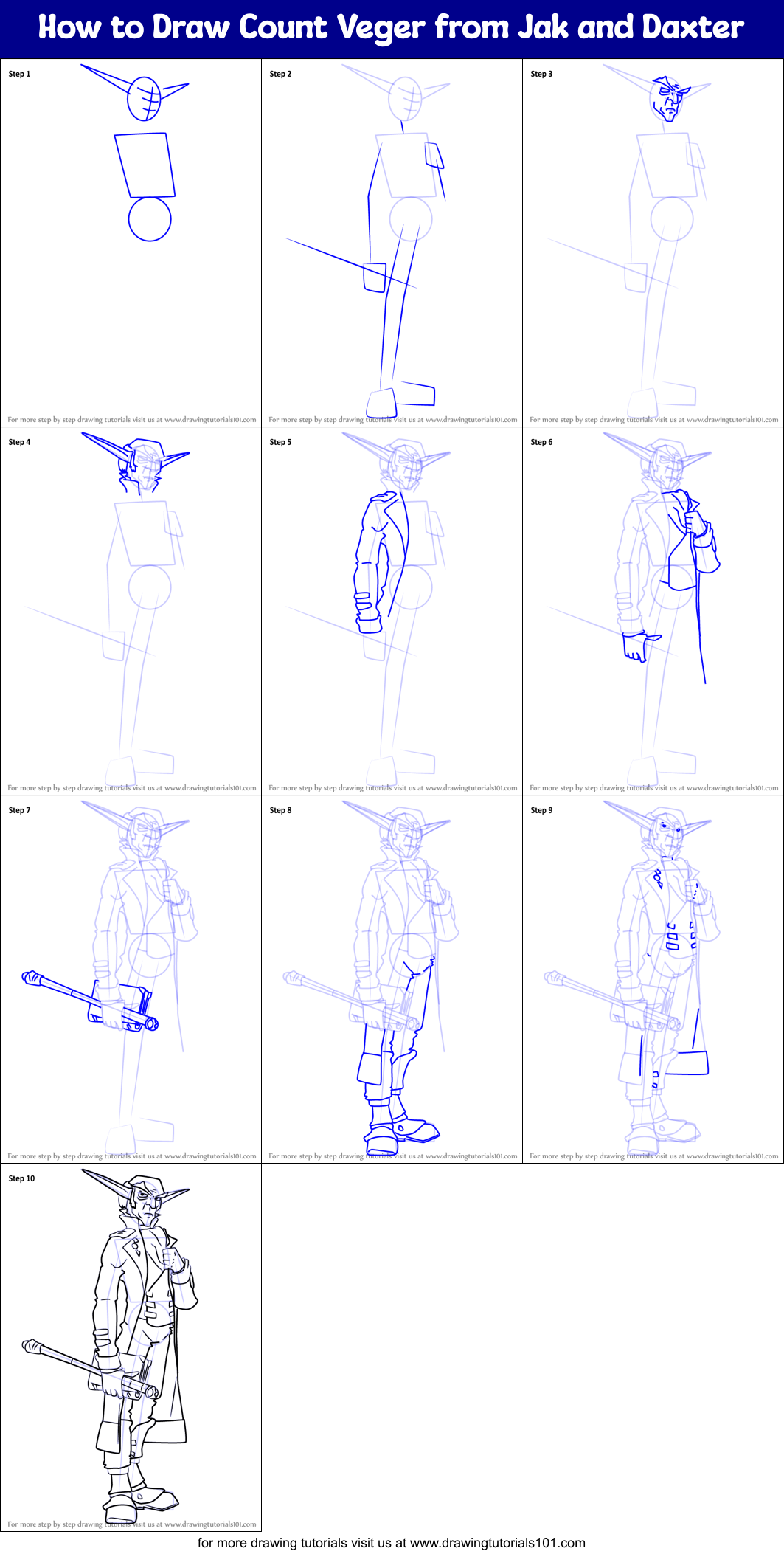 How to Draw Count Veger from Jak and Daxter Printable Step by Step