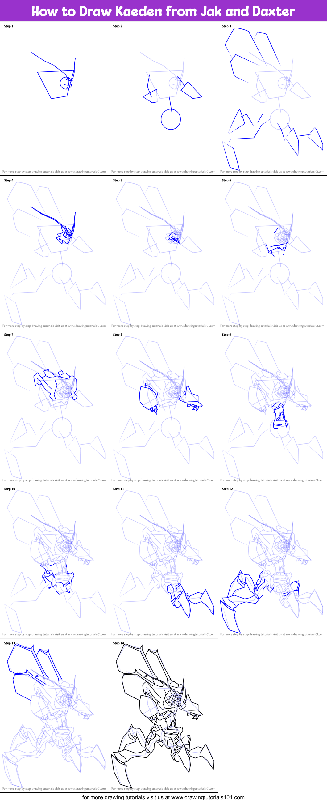 How to Draw Kaeden from Jak and Daxter Printable Step by Step