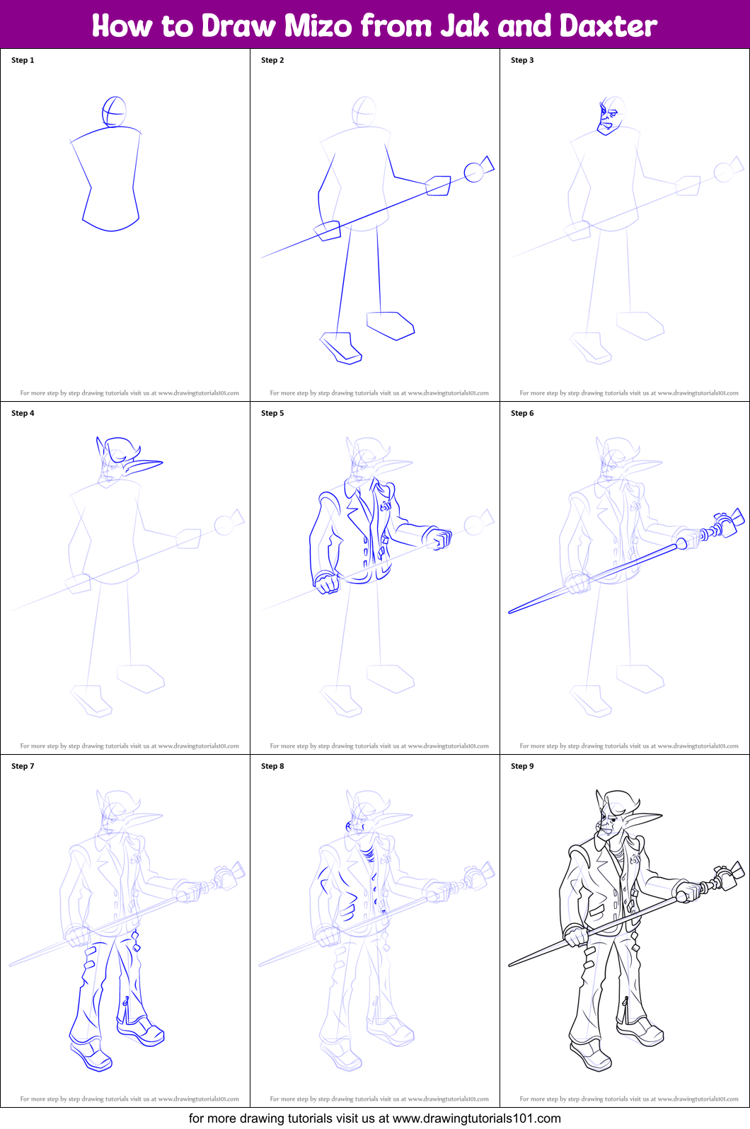 How to Draw Mizo from Jak and Daxter Printable Step by Step