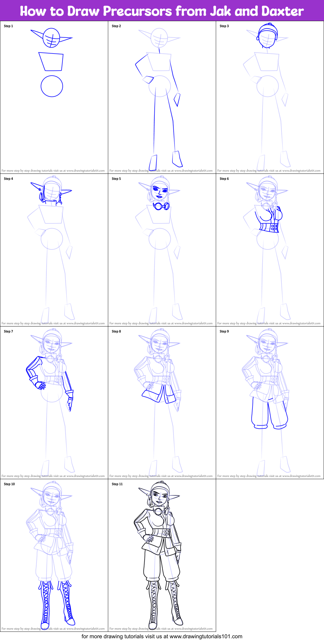 How to Draw Precursors from Jak and Daxter Printable Step by Step