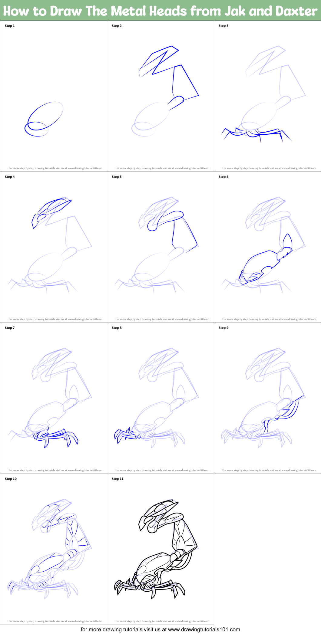 How to Draw The Metal Heads from Jak and Daxter Printable Step by Step