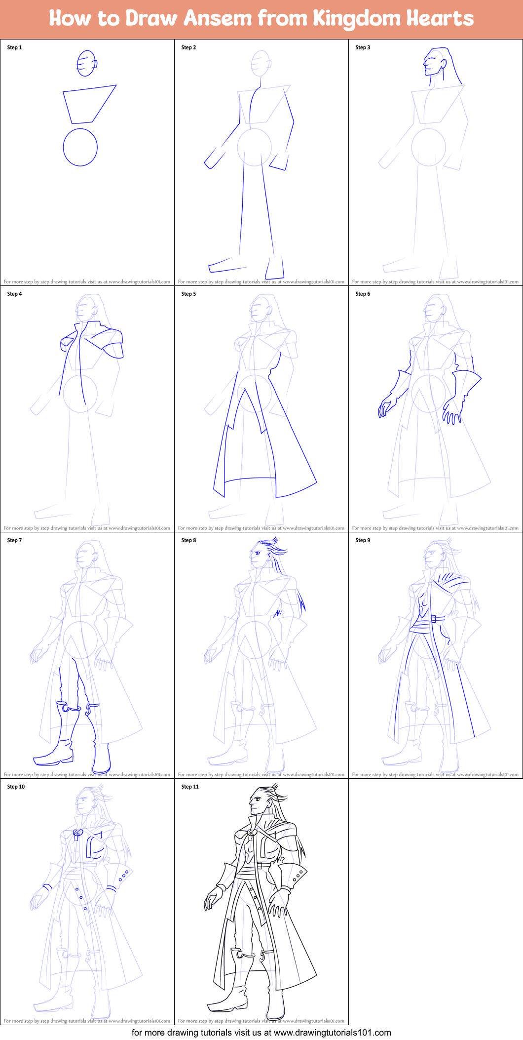 How to Draw Ansem from Kingdom Hearts Printable Step by Step