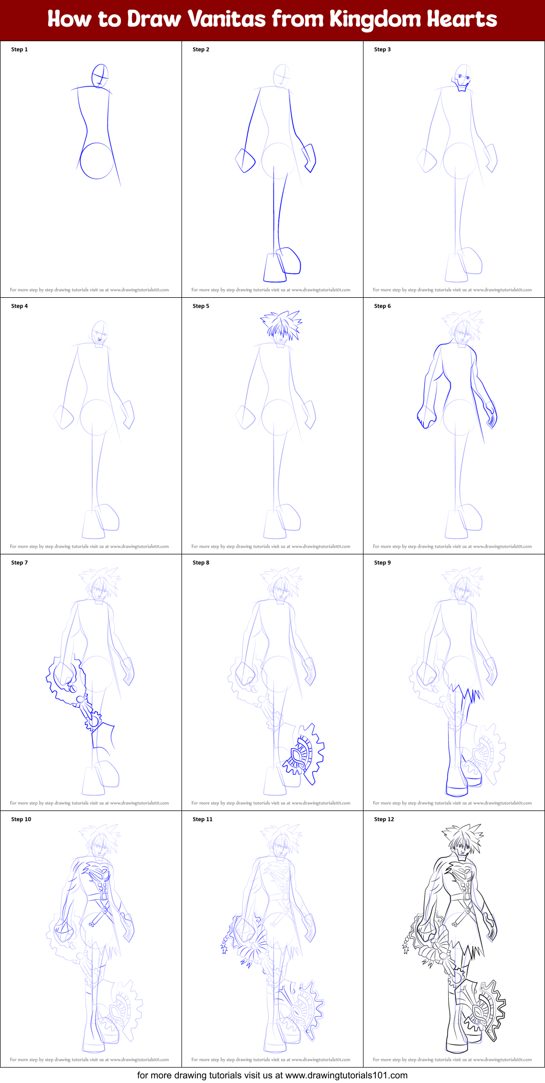 How to Draw Vanitas from Kingdom Hearts Printable Step by Step