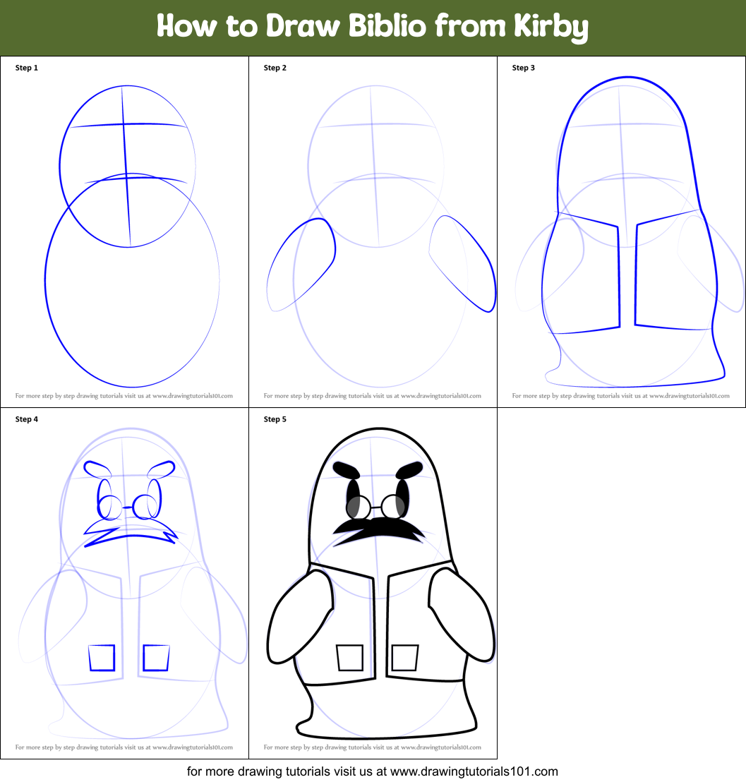 How to Draw Biblio from Kirby Printable Step by Step