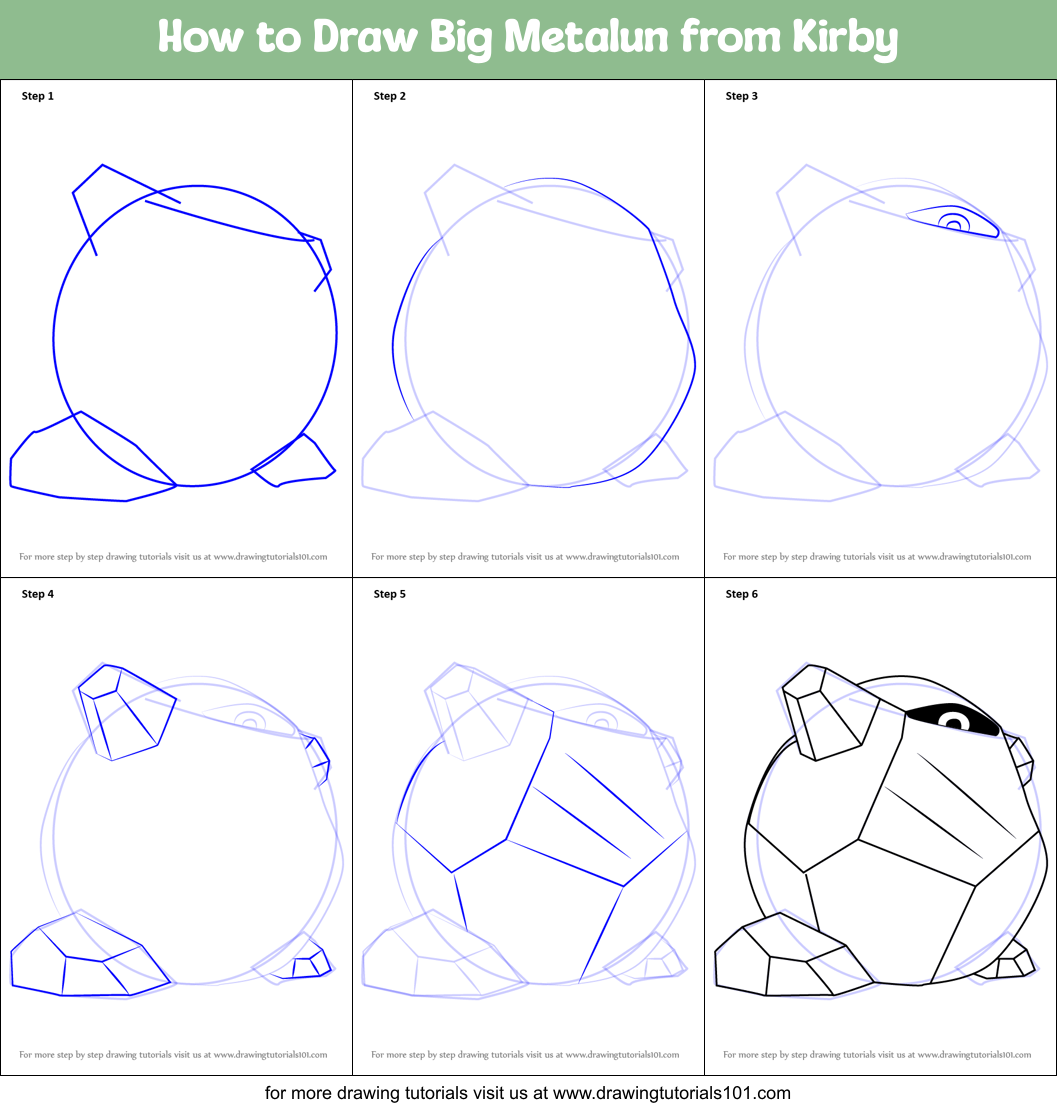 How to Draw Big Metalun from Kirby Printable Step by Step