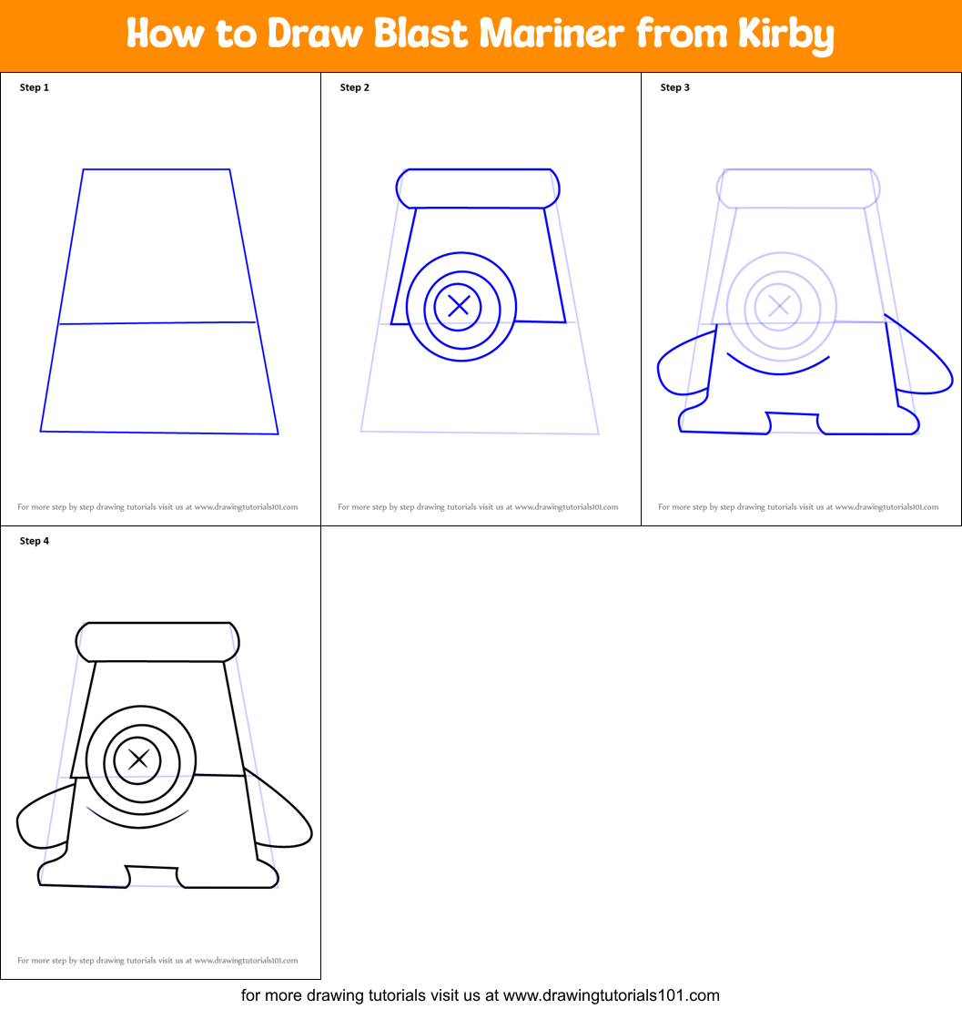 How to Draw Blast Mariner from Kirby Printable Step by Step