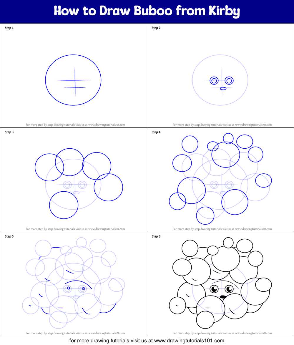 How to Draw Buboo from Kirby Printable Step by Step