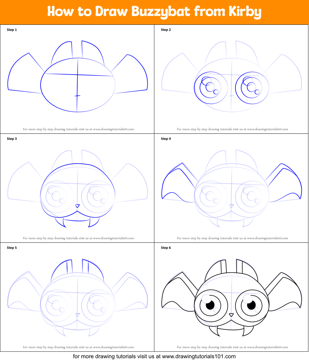 How to Draw Buzzybat from Kirby Printable Step by Step