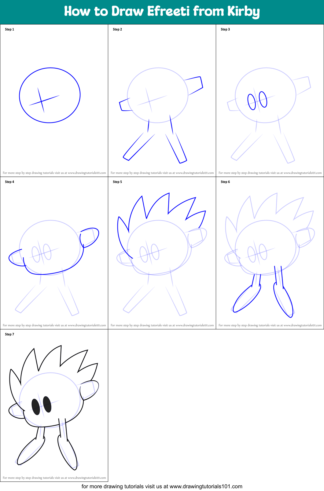 How to Draw Efreeti from Kirby Printable Step by Step