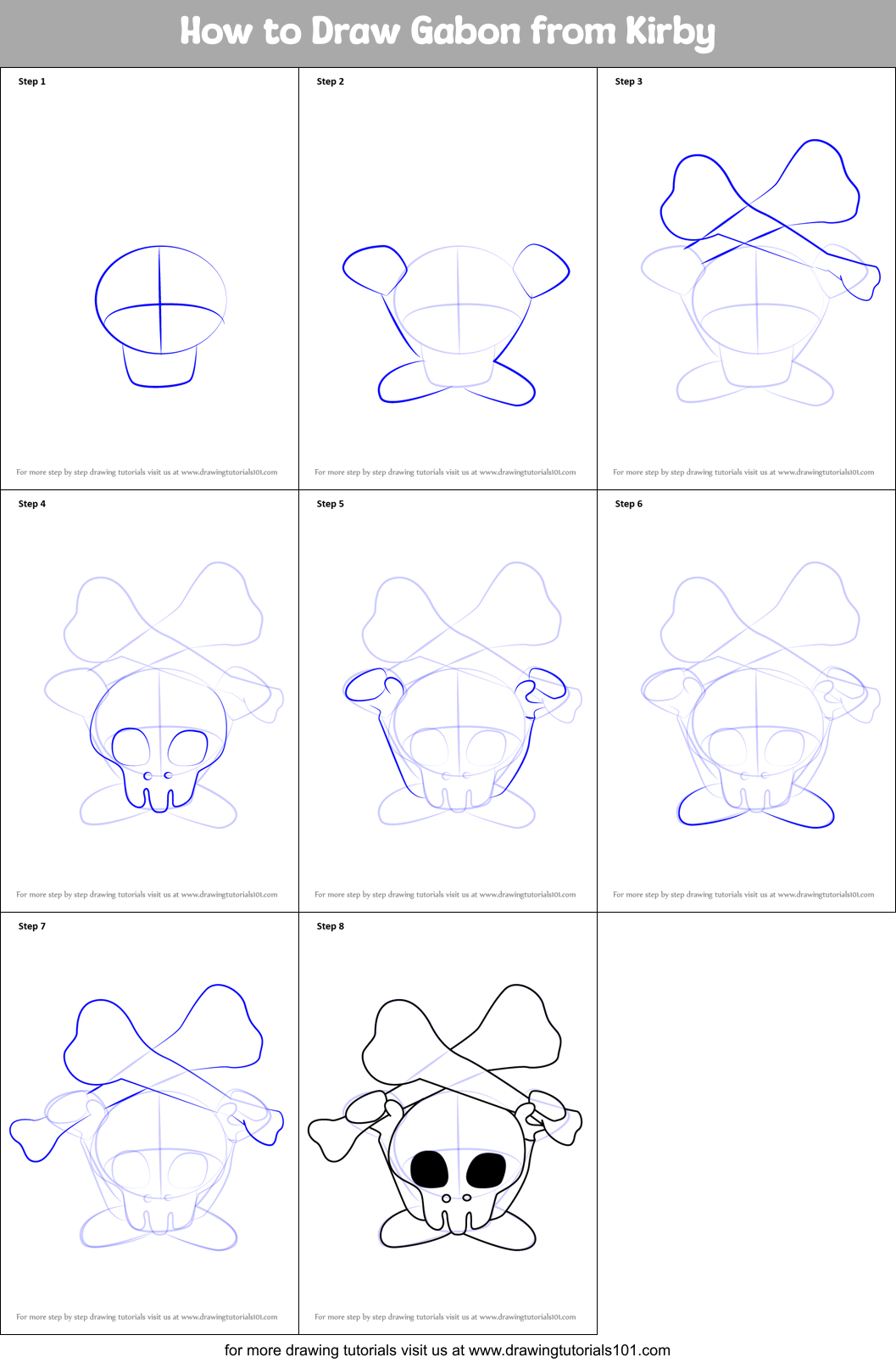 How to Draw Gabon from Kirby Printable Step by Step