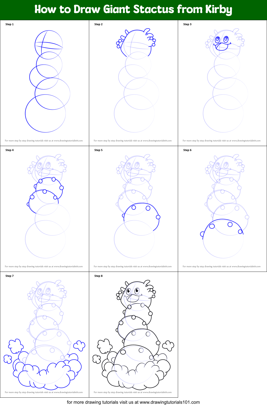 How to Draw Giant Stactus from Kirby Printable Step by Step
