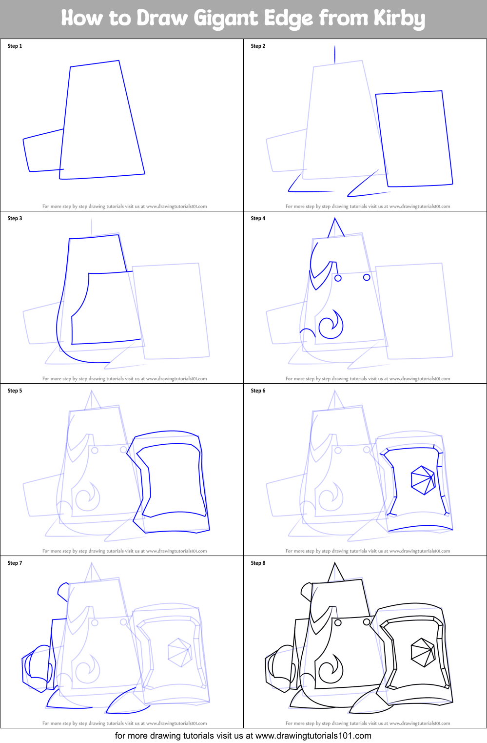 How to Draw Gigant Edge from Kirby Printable Step by Step