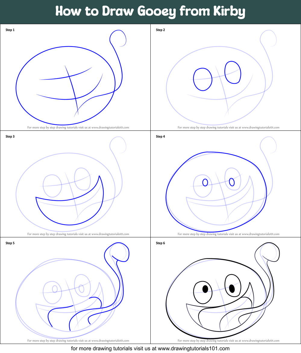 How to Draw Gooey from Kirby Printable Step by Step