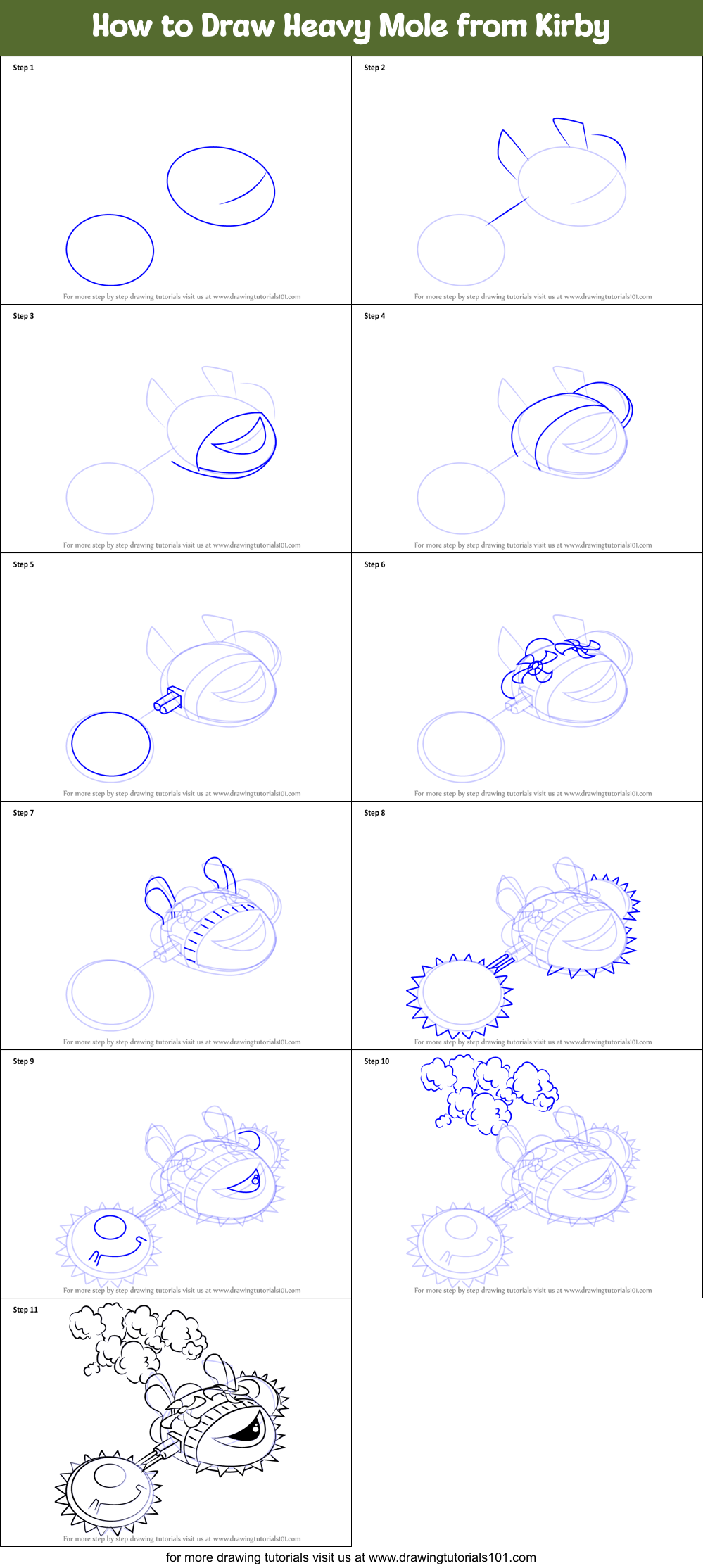 How to Draw Heavy Mole from Kirby Printable Step by Step