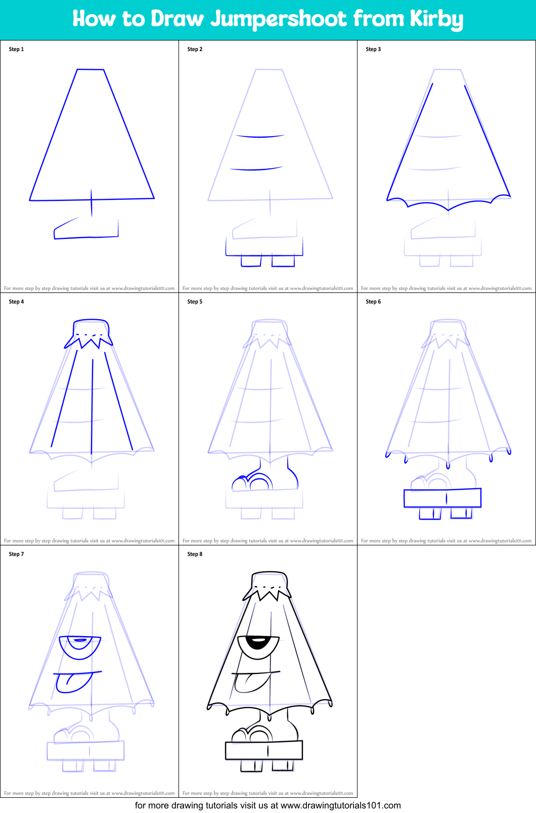 How to Draw Jumpershoot from Kirby Printable Step by Step