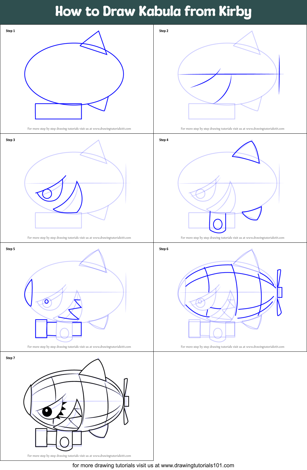 How to Draw Kabula from Kirby Printable Step by Step