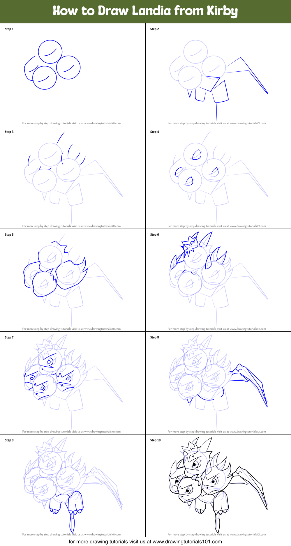 How to Draw Landia from Kirby Printable Step by Step