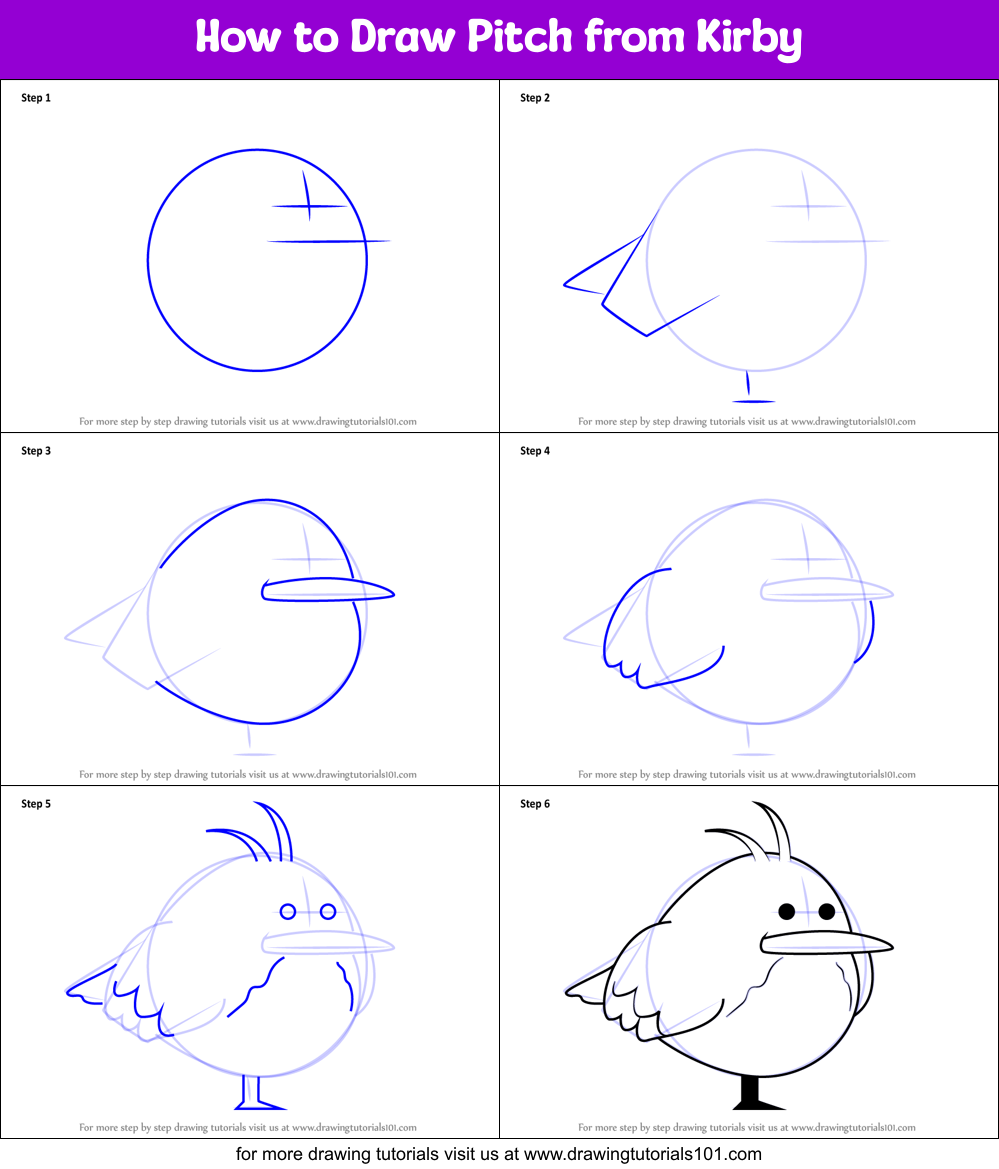 How to Draw Pitch from Kirby Printable Step by Step