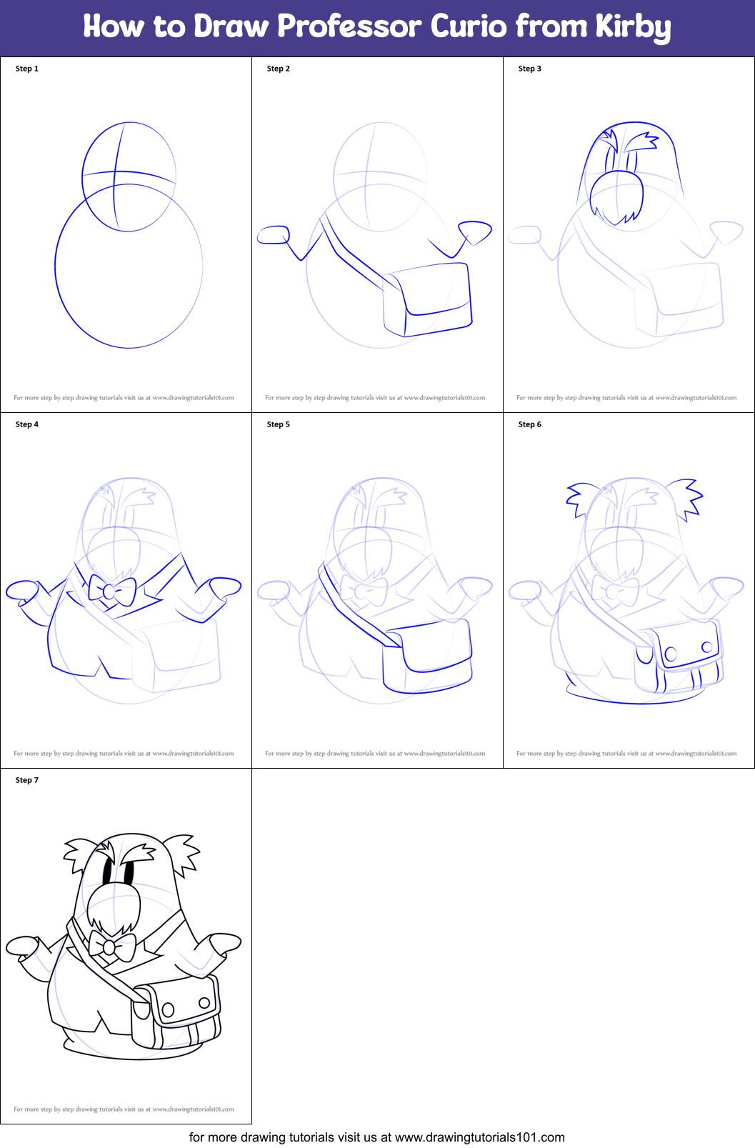How to Draw Professor Curio from Kirby Printable Step by Step
