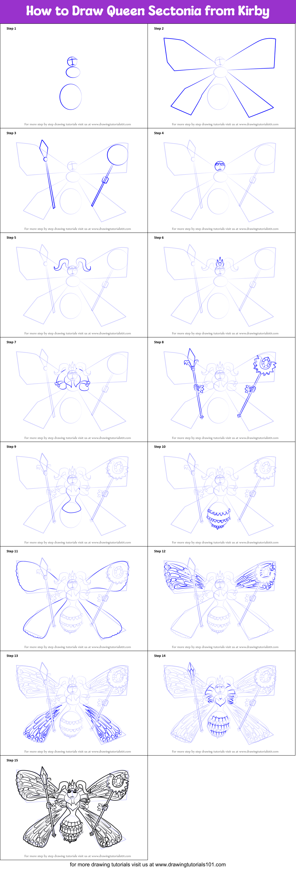 How to Draw Queen Sectonia from Kirby Printable Step by Step