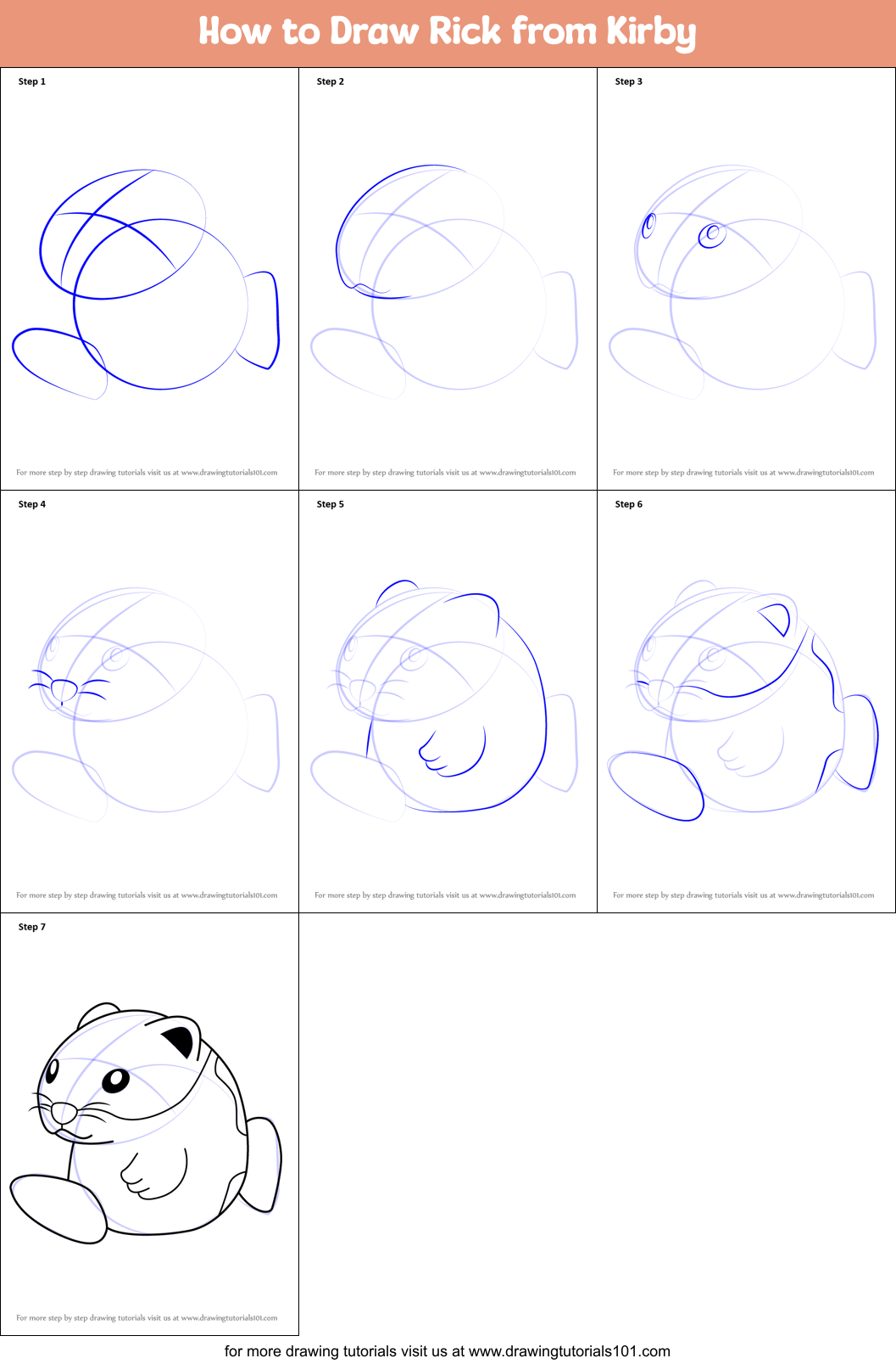 How to Draw Rick from Kirby Printable Step by Step