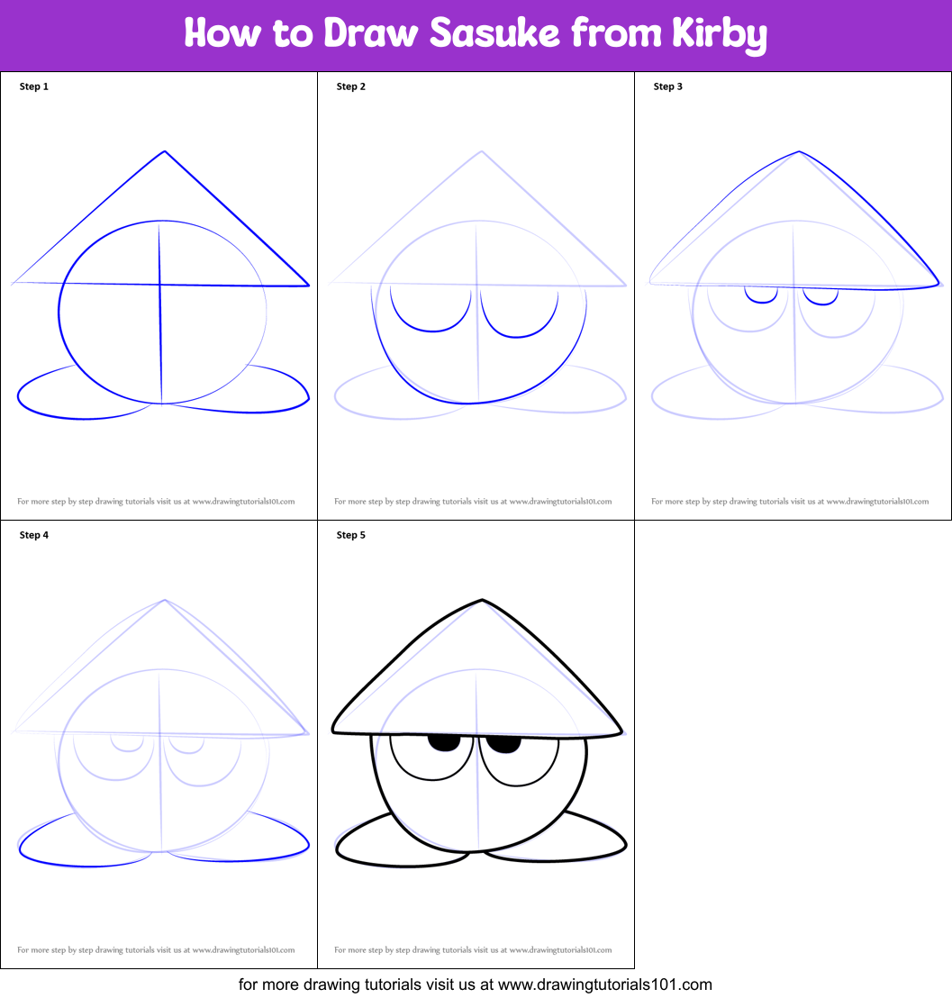 How to Draw Sasuke from Kirby Printable Step by Step