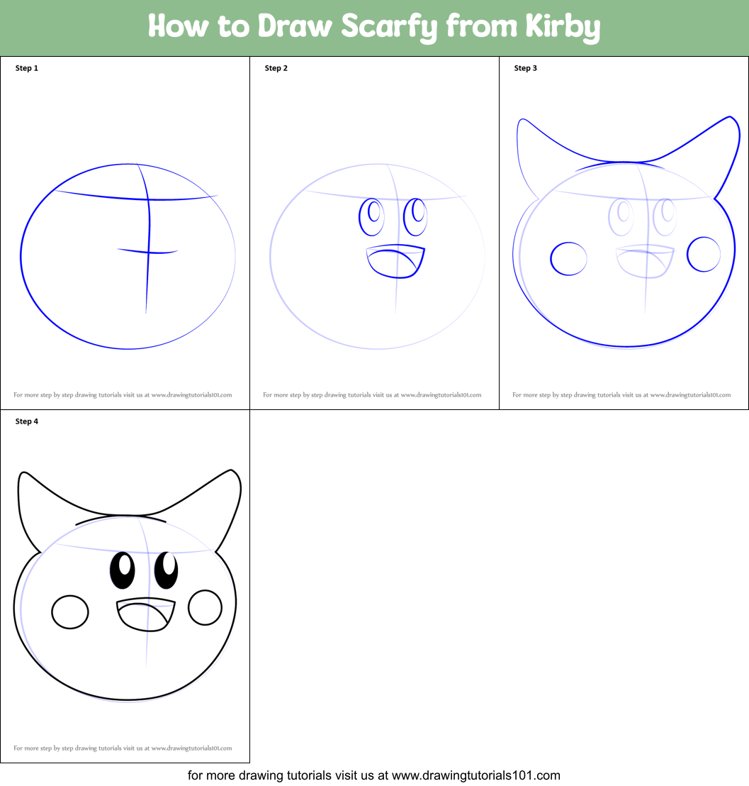 How to Draw Scarfy from Kirby Printable Step by Step