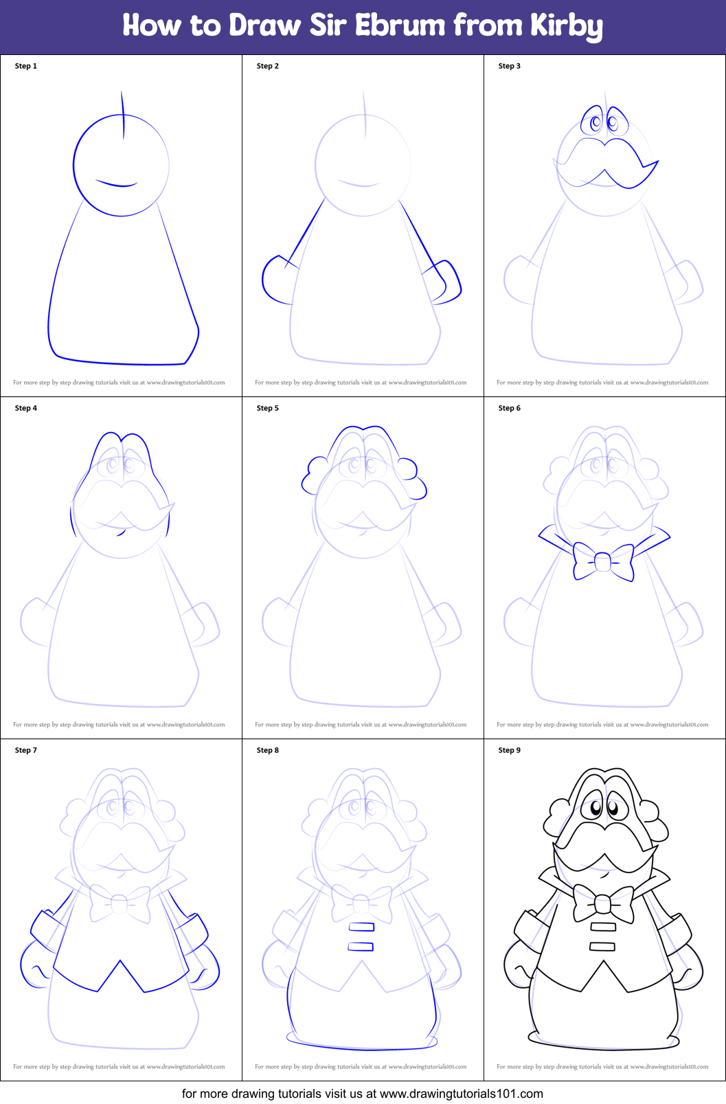 How to Draw Sir Ebrum from Kirby Printable Step by Step
