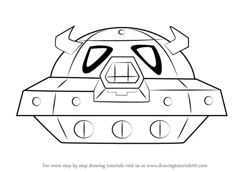 Learn How to Draw Space Oohroo Spaceship from Kirby (Kirby) Step by Step :  Drawing Tutorials
