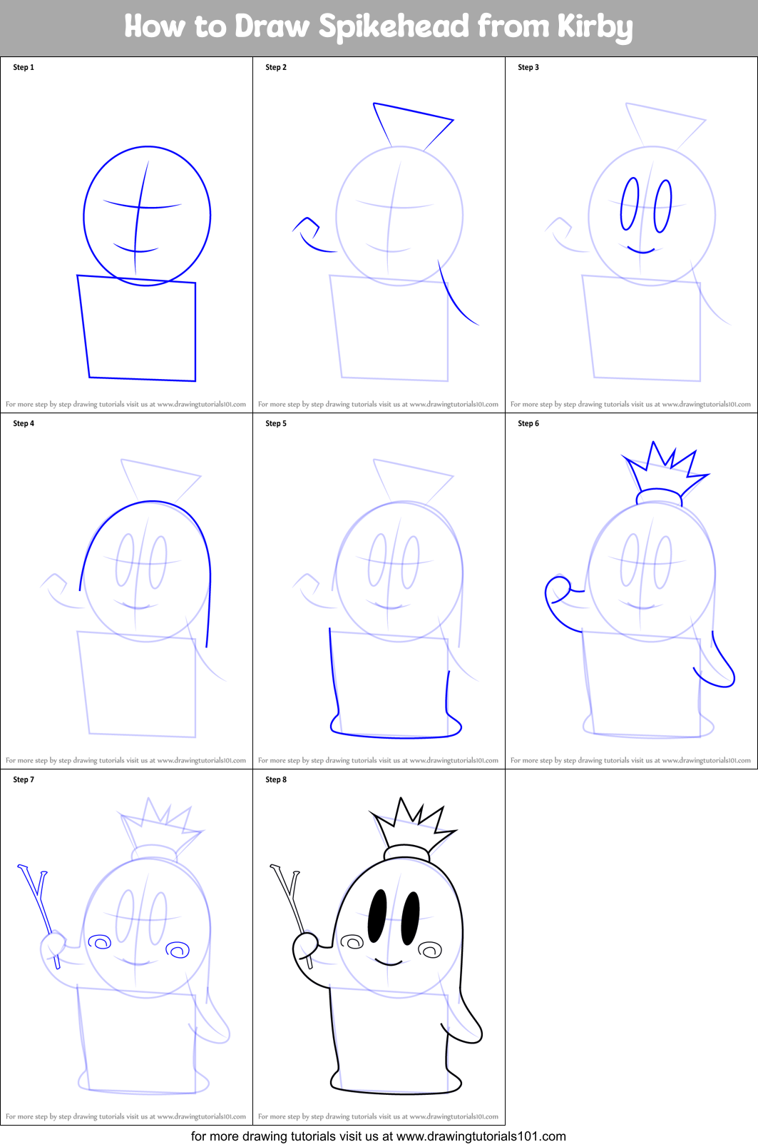 How to Draw Spikehead from Kirby Printable Step by Step