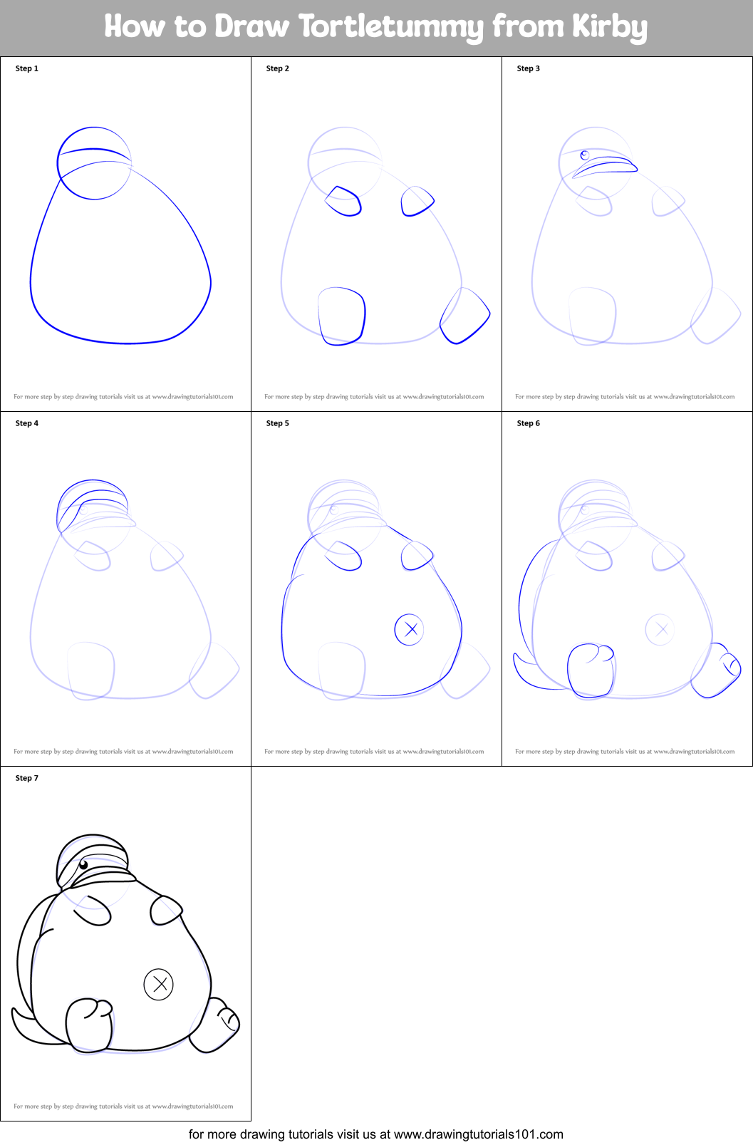 How to Draw Tortletummy from Kirby Printable Step by Step