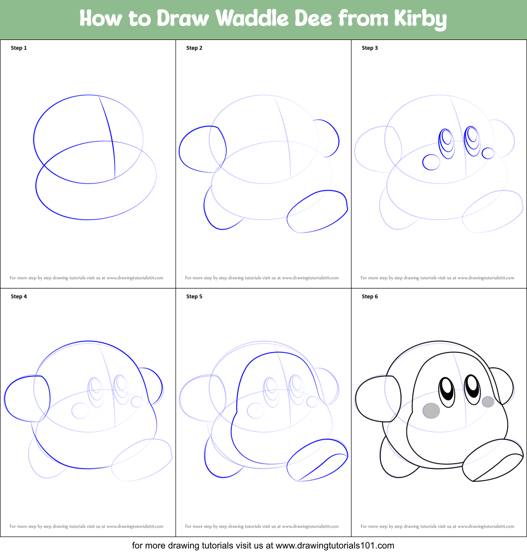 How to Draw Waddle Dee from Kirby Printable Step by Step