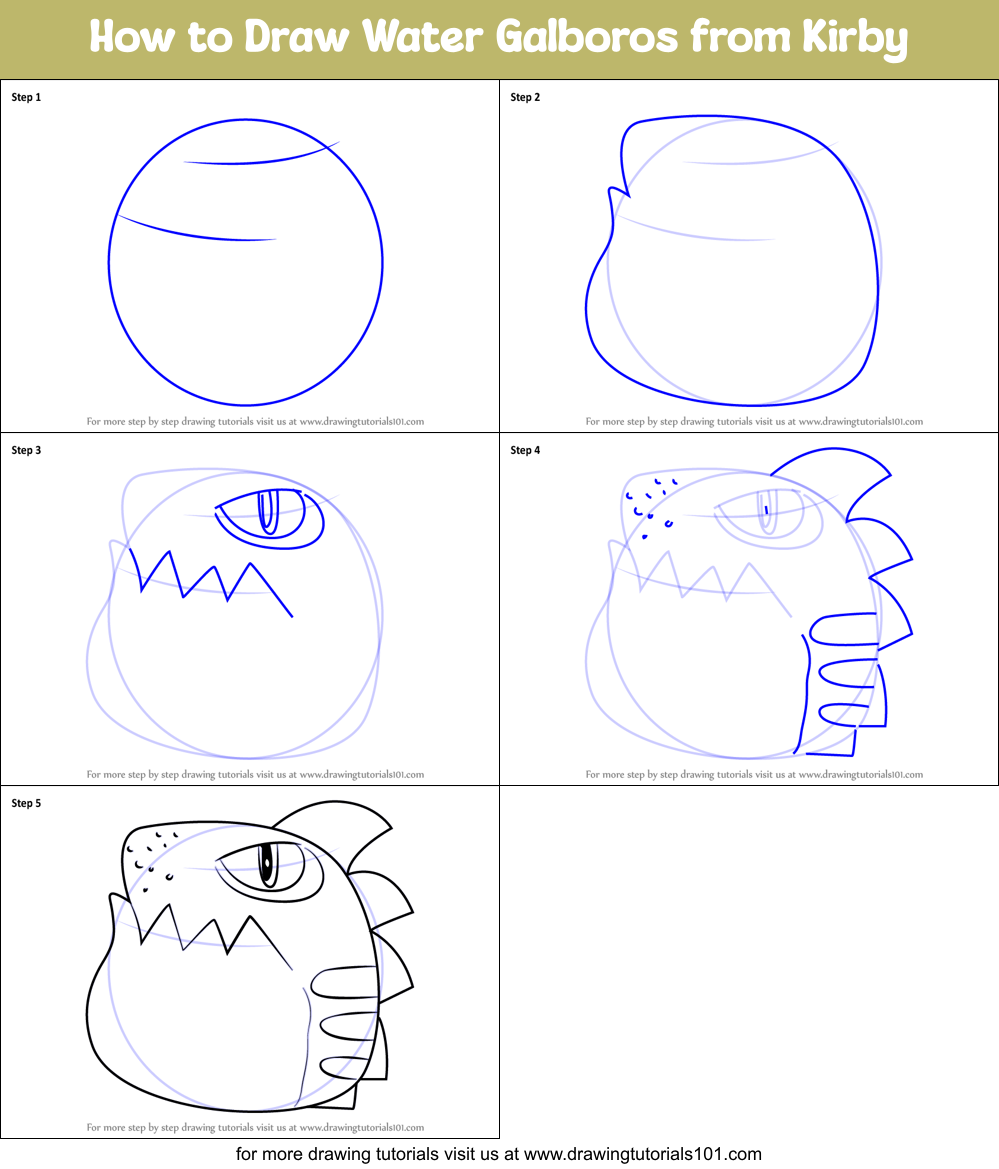 How to Draw Water Galboros from Kirby Printable Step by Step