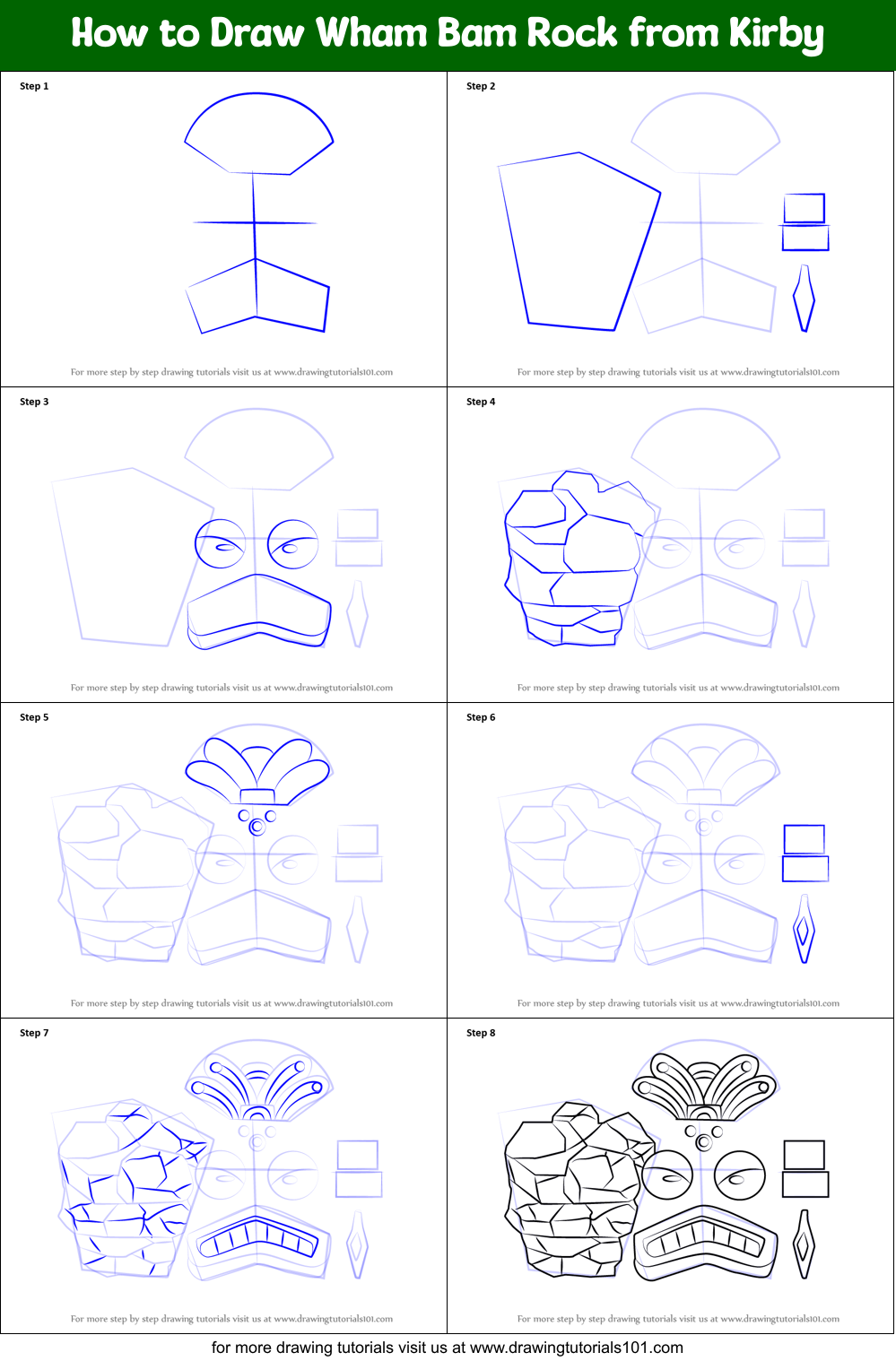 How to Draw Wham Bam Rock from Kirby Printable Step by Step