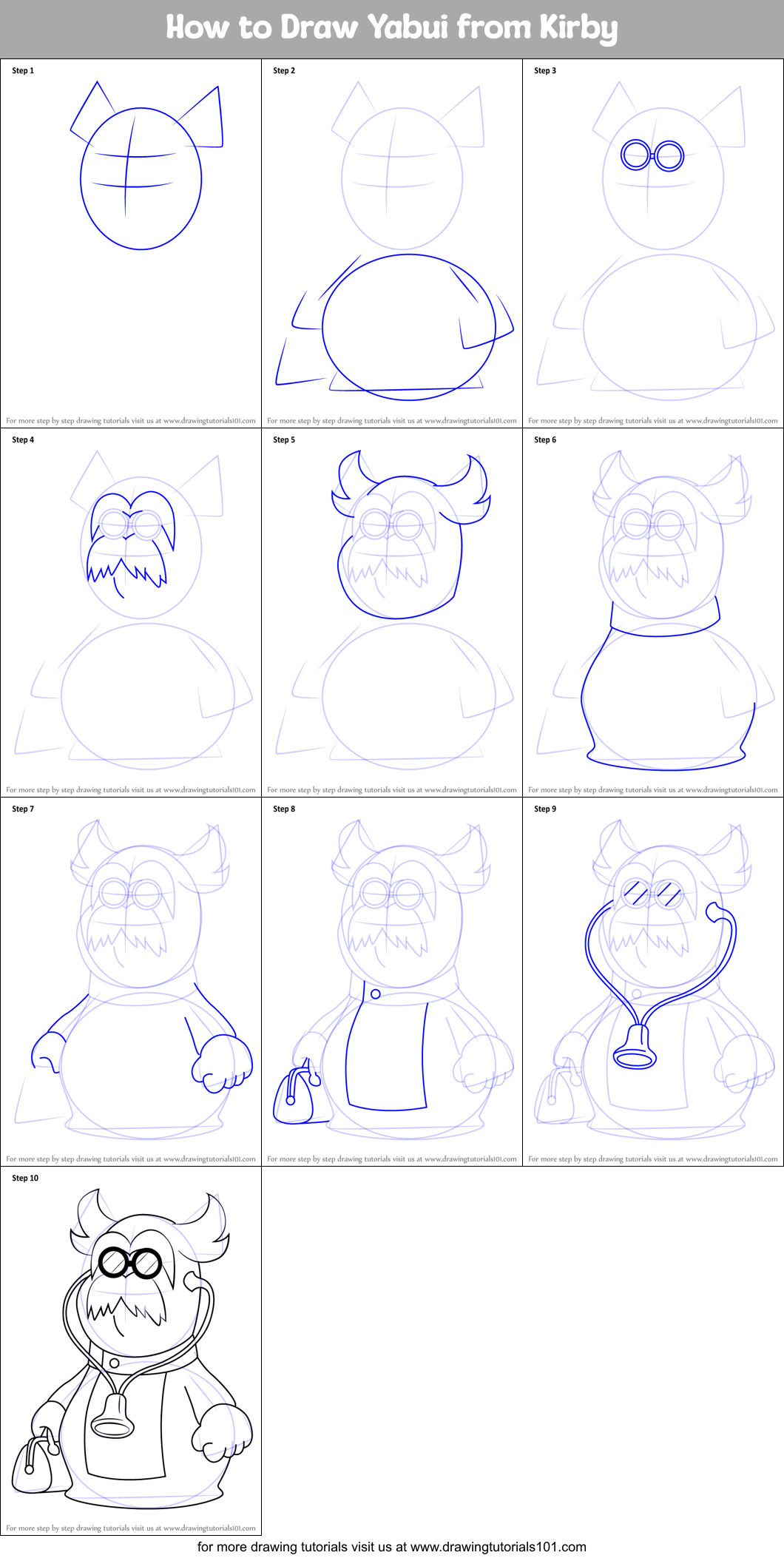 How to Draw Yabui from Kirby Printable Step by Step